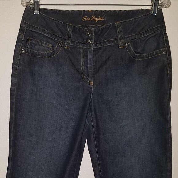 Ann Taylor Denim Capris Cropped Jeans Curvy Fit Lindsay Waist Size 6 Dark Wash - Picture 2 of 8